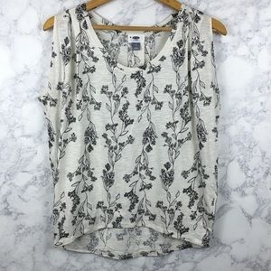 Old Navy Black White Floral Tank Top